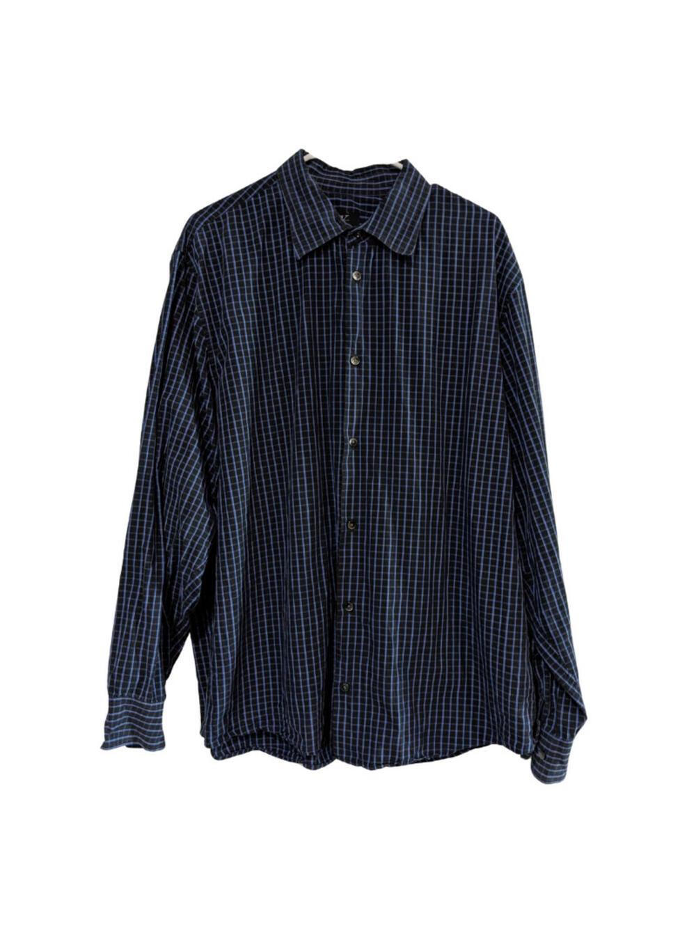 Calvin Klein Men's Button Down Shirt, Size XXL, 100% Cotton, Blue Black Check